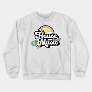 HOUSE MUSIC  - Butterfly Rainbow (blue/yellow) Crewneck Sweatshirt